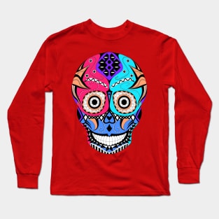 raw skull candy in mayan pattern ecopop Long Sleeve T-Shirt